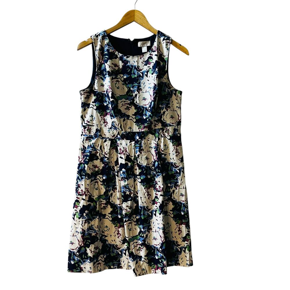 Ann Taylor Loft Abstract Floral Sleeveless Dress Size 6 Multicolor - Picture 2 of 6